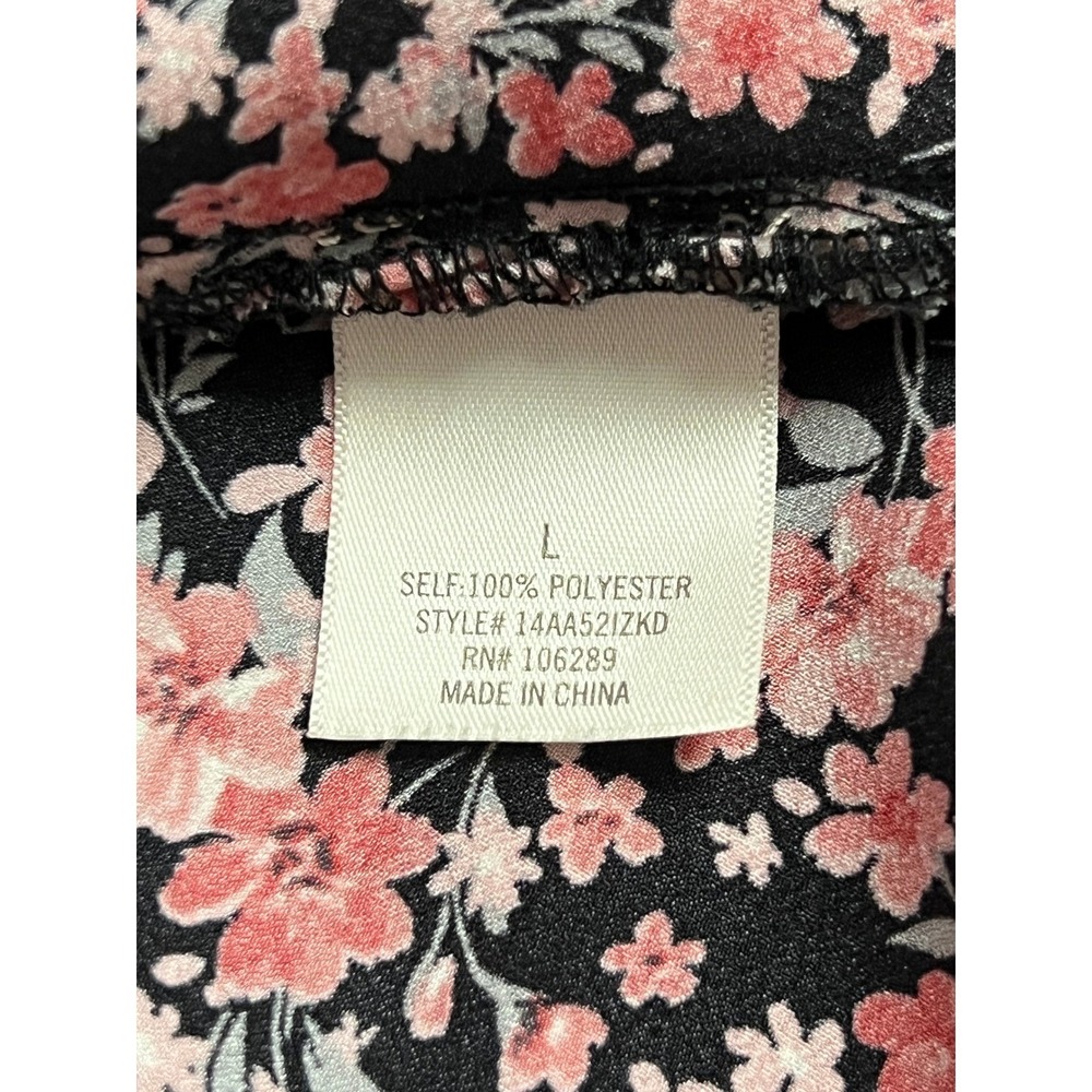 Francesca's Mi Ami Floral Midi Skirt Womens Large Black Pink Ditsy Feminine Boho - Picture 7 of 9